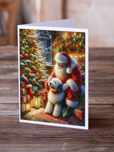 Load image into Gallery viewer, Old English Sheepdog and Santa Claus Greeting Cards - Blank Note Cards – 8-Pack of Artist-Designed Cards with Envelopes