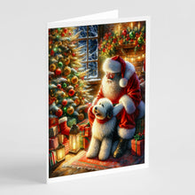 Load image into Gallery viewer, Old English Sheepdog and Santa Claus Greeting Cards - Blank Note Cards – 8-Pack of Artist-Designed Cards with Envelopes