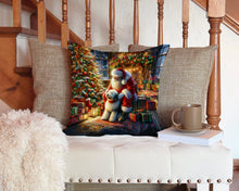 Load image into Gallery viewer, Old English Sheepdog and Santa Claus Throw Pillow - 14x14 Decorative Pillow – Art for Your Home &amp; Patio