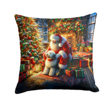 Load image into Gallery viewer, Old English Sheepdog and Santa Claus Throw Pillow - 14x14 Decorative Pillow – Art for Your Home &amp; Patio