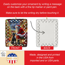 Load image into Gallery viewer, Portuguese Water Dog and Santa Claus Porcelain Ornament