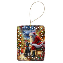 Load image into Gallery viewer, Portuguese Water Dog and Santa Claus Porcelain Ornament