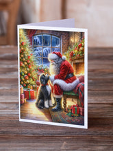 Load image into Gallery viewer, Portuguese Water Dog and Santa Claus Greeting Cards - Blank Note Cards – 8-Pack of Artist-Designed Cards with Envelopes