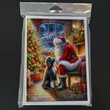 Load image into Gallery viewer, Portuguese Water Dog and Santa Claus Greeting Cards - Blank Note Cards – 8-Pack of Artist-Designed Cards with Envelopes