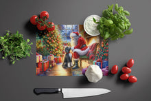Load image into Gallery viewer, Portuguese Water Dog and Santa Claus Glass Cutting Boards – Durable, Decorative Kitchen Art