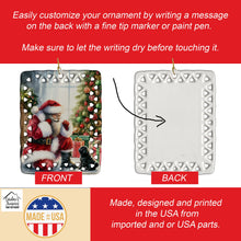 Load image into Gallery viewer, Black Pug and Santa Claus Porcelain Ornament