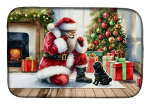 Load image into Gallery viewer, Black Pug and Santa Claus Dish Drying Mat
