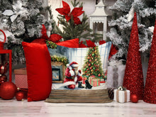 Load image into Gallery viewer, Black Pug and Santa Claus Throw Pillow - 14x14 Decorative Pillow – Art for Your Home &amp; Patio