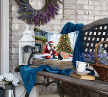 Load image into Gallery viewer, Black Pug and Santa Claus Throw Pillow