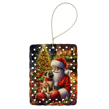 Load image into Gallery viewer, Fawn Pug and Santa Claus Porcelain Ornament
