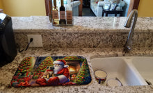 Load image into Gallery viewer, Fawn Pug and Santa Claus Dish Drying Mat