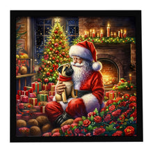 Load image into Gallery viewer, Fawn Pug and Santa Claus Framed Metal Print