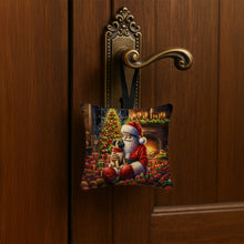 Load image into Gallery viewer, Fawn Pug and Santa Claus Hanging Square Fabric Ornament 3.5 × 3.5