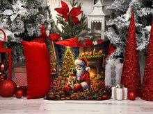 Load image into Gallery viewer, Fawn Pug and Santa Claus Throw Pillow - 14x14 Decorative Pillow – Art for Your Home &amp; Patio