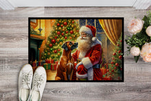 Load image into Gallery viewer, Rhodesian Ridgeback and Santa Claus Doormat-24x36 Indoor / Outdoor Rug | Made in USA