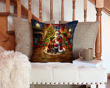 Load image into Gallery viewer, Rhodesian Ridgeback and Santa Claus Throw Pillow - 14x14 Decorative Pillow – Art for Your Home &amp; Patio