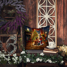 Load image into Gallery viewer, Rhodesian Ridgeback and Santa Claus Throw Pillow - 14x14 Decorative Pillow – Art for Your Home &amp; Patio