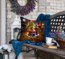 Load image into Gallery viewer, Rhodesian Ridgeback and Santa Claus Throw Pillow