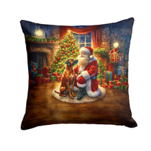 Load image into Gallery viewer, Rhodesian Ridgeback and Santa Claus Throw Pillow