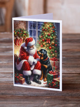 Load image into Gallery viewer, Rottweiler and Santa Claus Greeting Cards - Blank Note Cards – 8-Pack of Artist-Designed Cards with Envelopes