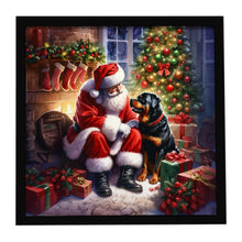Load image into Gallery viewer, Rottweiler and Santa Claus Framed Metal Print