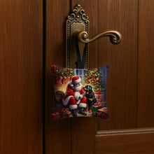 Load image into Gallery viewer, Rottweiler and Santa Claus Hanging Square Fabric Ornament 3.5 × 3.5