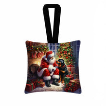 Load image into Gallery viewer, Rottweiler and Santa Claus Hanging Square Fabric Ornament 3.5 × 3.5