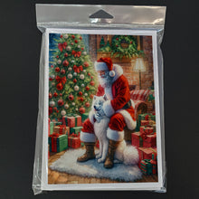 Load image into Gallery viewer, Samoyed and Santa Claus Greeting Cards - Blank Note Cards – 8-Pack of Artist-Designed Cards with Envelopes
