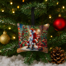 Load image into Gallery viewer, Samoyed and Santa Claus Hanging Square Fabric Ornament 3.5 × 3.5