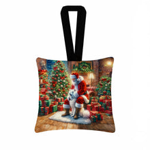 Load image into Gallery viewer, Samoyed and Santa Claus Hanging Square Fabric Ornament 3.5 × 3.5