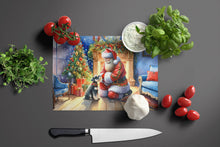 Load image into Gallery viewer, Schnauzer and Santa Claus Glass Cutting Boards – Durable, Decorative Kitchen Art