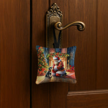 Load image into Gallery viewer, Schnauzer and Santa Claus Hanging Square Fabric Ornament 3.5 × 3.5
