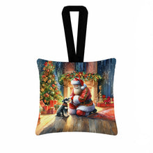 Load image into Gallery viewer, Schnauzer and Santa Claus Hanging Square Fabric Ornament 3.5 × 3.5