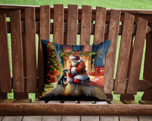 Load image into Gallery viewer, Schnauzer and Santa Claus Throw Pillow - 14x14 Decorative Pillow – Art for Your Home &amp; Patio