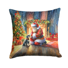 Load image into Gallery viewer, Schnauzer and Santa Claus Throw Pillow - 14x14 Decorative Pillow – Art for Your Home &amp; Patio