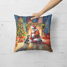 Load image into Gallery viewer, Schnauzer and Santa Claus Throw Pillow