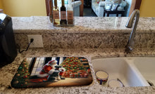 Load image into Gallery viewer, Schnauzer and Santa Claus Dish Drying Mat