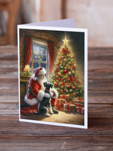 Load image into Gallery viewer, Schnauzer and Santa Claus Greeting Cards - Blank Note Cards – 8-Pack of Artist-Designed Cards with Envelopes