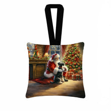 Load image into Gallery viewer, Schnauzer and Santa Claus Hanging Square Fabric Ornament 3.5 × 3.5
