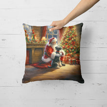 Load image into Gallery viewer, Schnauzer and Santa Claus Throw Pillow