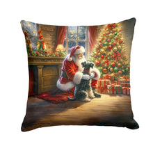 Load image into Gallery viewer, Schnauzer and Santa Claus Throw Pillow