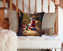 Load image into Gallery viewer, Scottish Terrier and Santa Claus Throw Pillow - 14x14 Decorative Pillow – Art for Your Home &amp; Patio