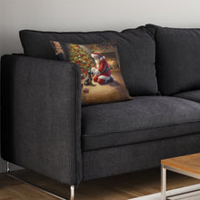 Load image into Gallery viewer, Scottish Terrier and Santa Claus Throw Pillow - 14x14 Decorative Pillow – Art for Your Home &amp; Patio