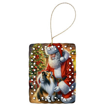 Load image into Gallery viewer, Sheltie and Santa Claus Porcelain Ornament