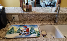 Load image into Gallery viewer, Sheltie and Santa Claus Dish Drying Mat