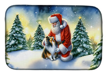 Load image into Gallery viewer, Sheltie and Santa Claus Dish Drying Mat