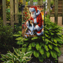 Load image into Gallery viewer, Sheltie with Santa Garden Flag – Christmas Dog Yard Decor