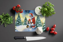 Load image into Gallery viewer, Sheltie and Santa Claus Glass Cutting Boards – Durable, Decorative Kitchen Art