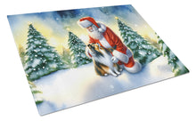 Load image into Gallery viewer, Sheltie and Santa Claus Glass Cutting Boards – Durable, Decorative Kitchen Art