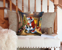 Load image into Gallery viewer, Sheltie and Santa Claus Throw Pillow - 14x14 Decorative Pillow – Art for Your Home &amp; Patio